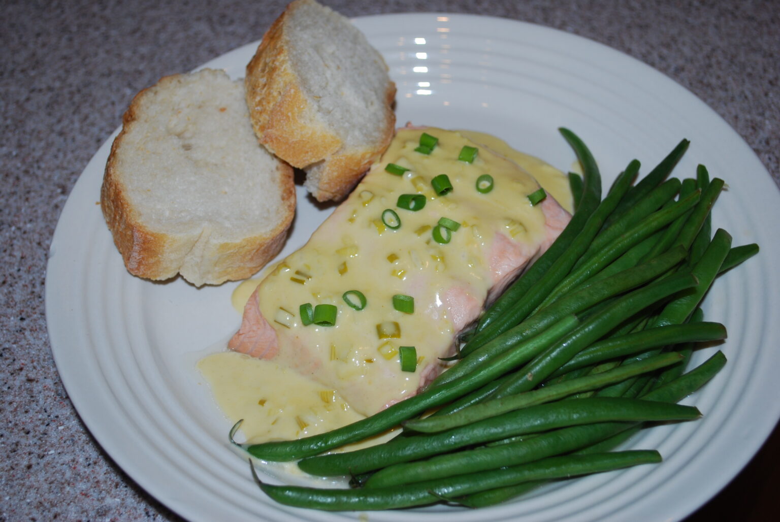 Easy week night dinner recipe for poached salmon with mustard creme personal chef service alpharetta johns creek